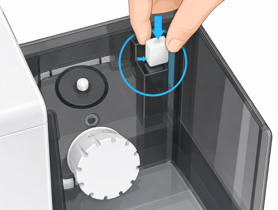 Detail: der Schwimmer im Wassertank